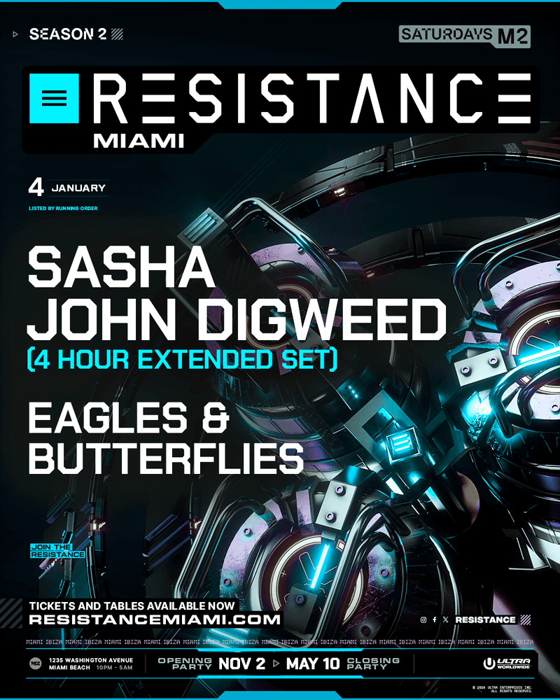 Sasha & John Digweed – Resistance Sat Jan 4 | M2 Miami